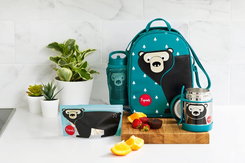 3 Sprouts Kids Lunch Bag - Durable Lunch Box for Boys and Girls - Kids Lunch Box - Perfect for Daycare, School and Travel - Insulated Fabric, Water Bottle Holder - Ideal for Children 3+, Bear - Image 5
